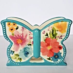 Pioneer Woman Ceramic Stoneware "Breezy Blossoms" Butterfly Napkin Holder 1817